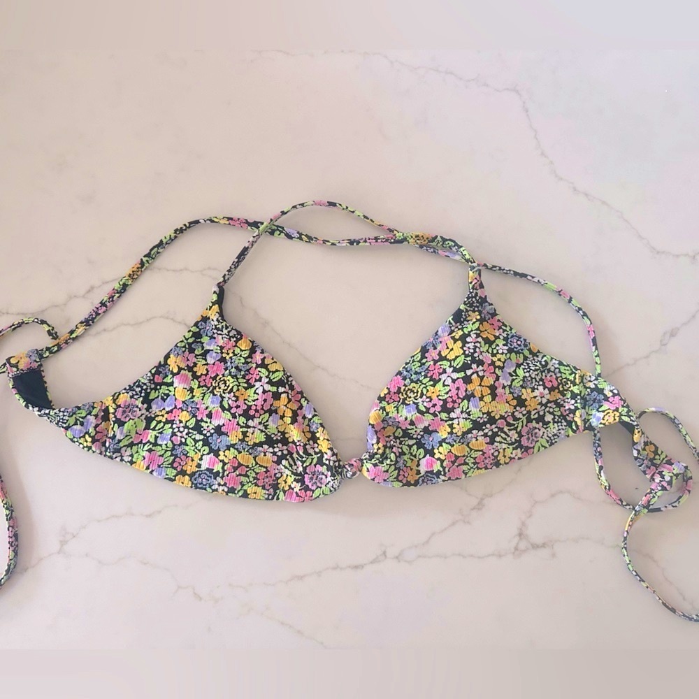 RVCA Black Floral Bikini Top